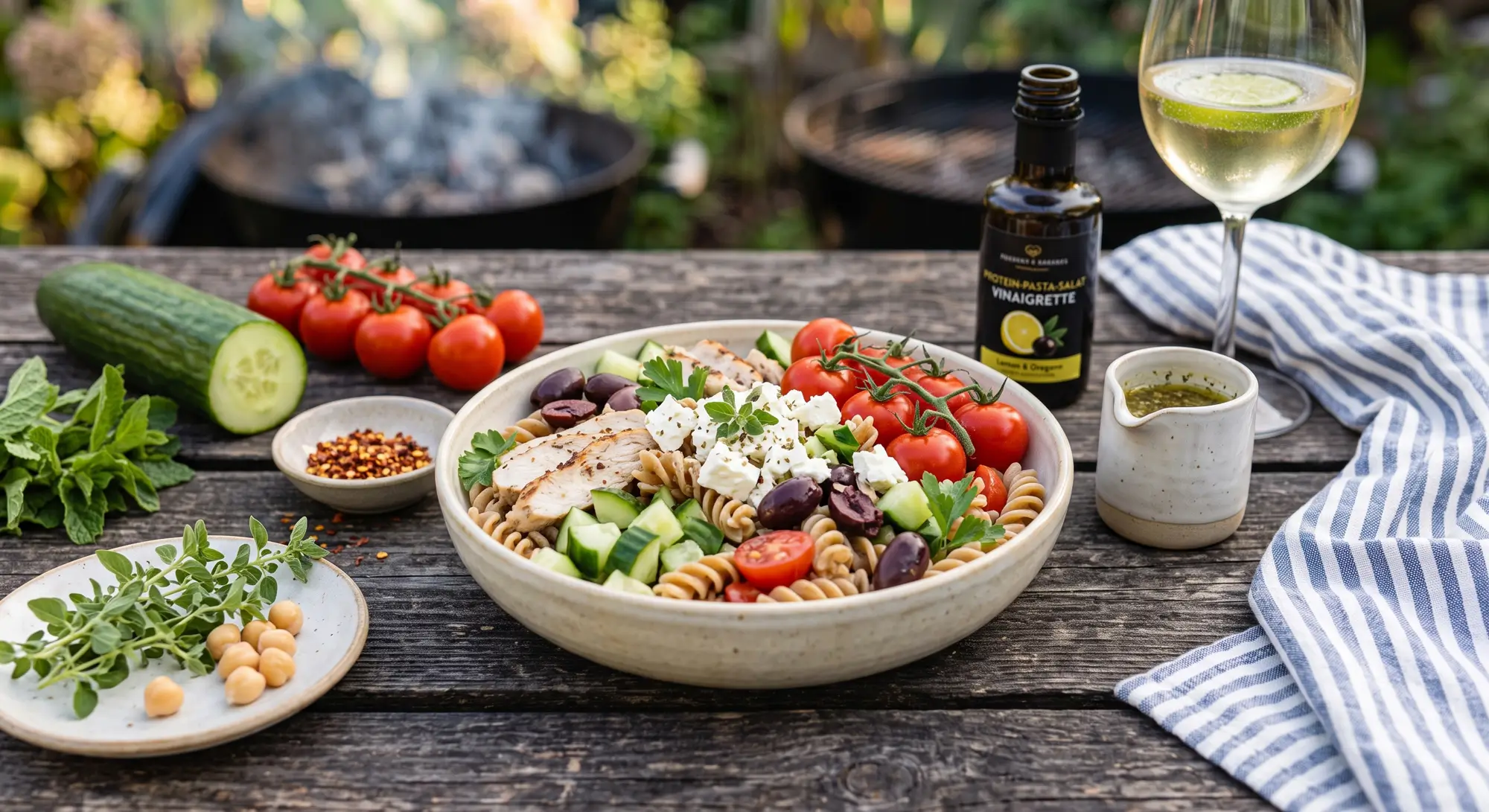 Protein-Nudelsalat griechische Art