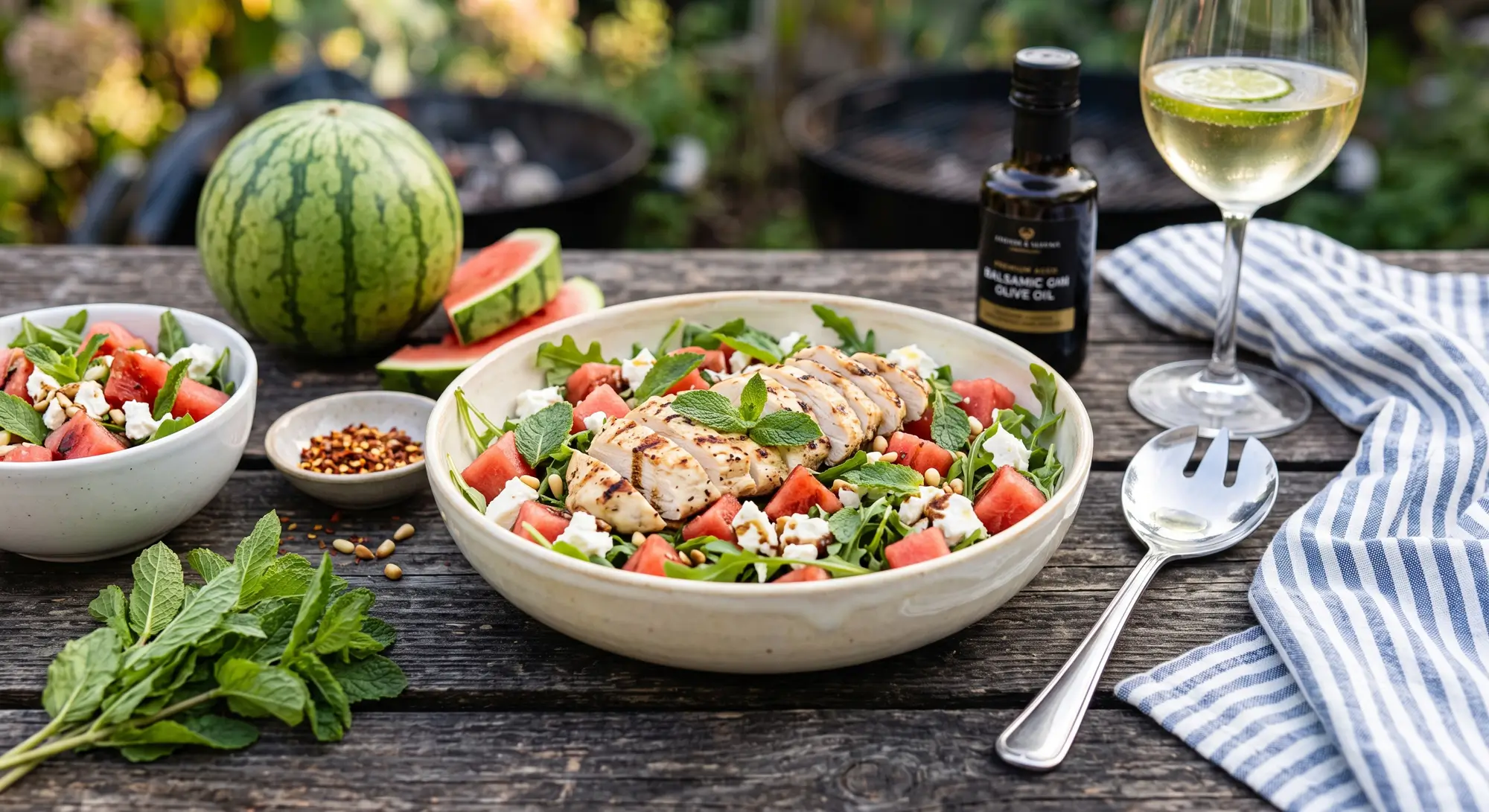 Hähnchen-Wassermelonen-Salat mit Minze